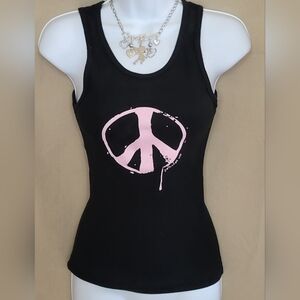 Black Peace Sign Tank Top